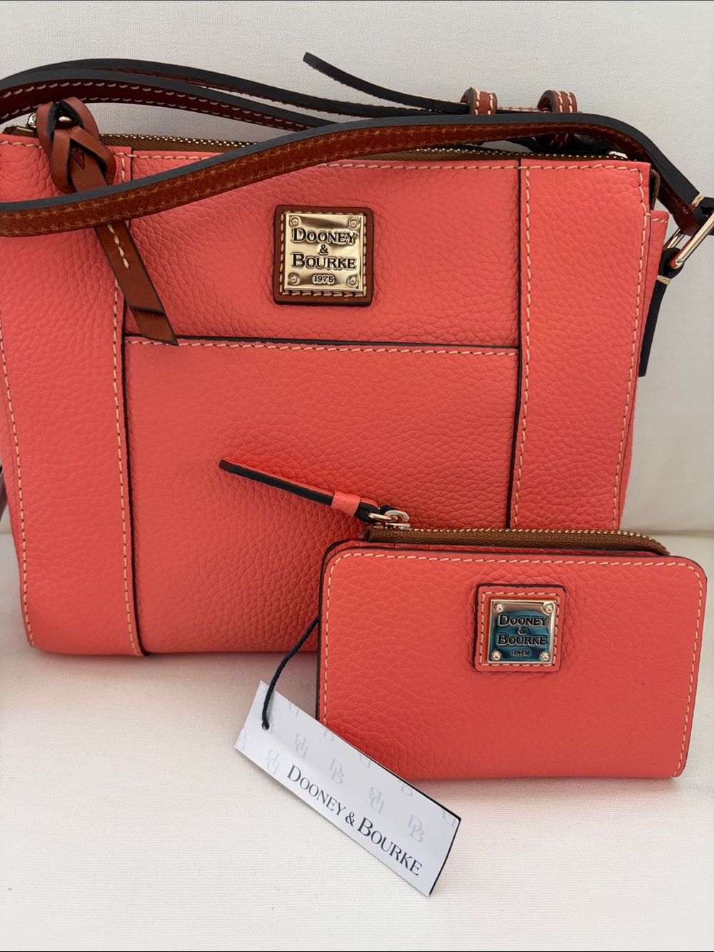 NWT - Dooney & Bourke Coral Pebble Leather Crossbody and Zip Wallet Pair